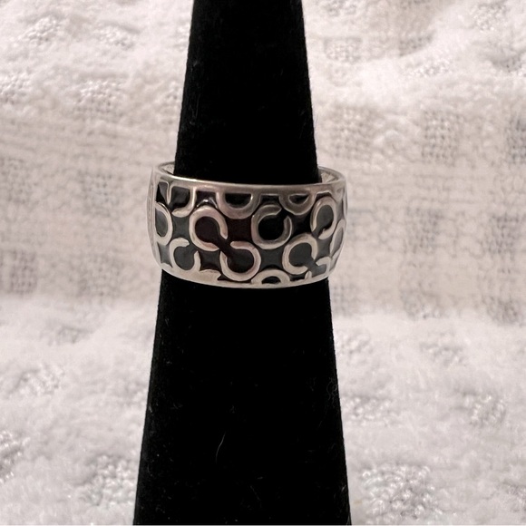 Coach Black and Silver Ring Size 54 (7) - Picture 4 of 8